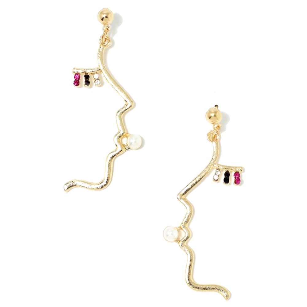 Face Silhouette Earrings with Faux Pearl ‘Bubble’